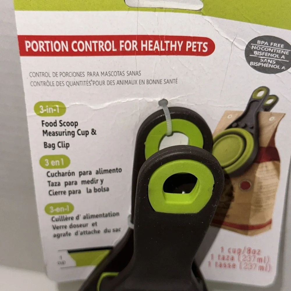 Dongez 3-in-1 Pet Food Scoop Measuring Cup Bag Clip Collapsible BPA Free DS-021